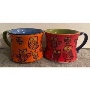 Pier 1 Whimsical Owl Mugs  #1123